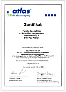 Certifikat, Atlas sikkerhedssko